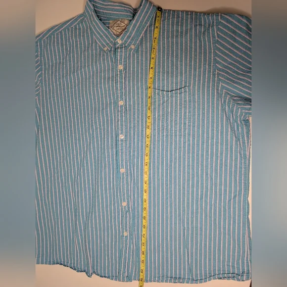 St. John's Bay XXL Mens No Tuck Textured Blue Pink White Stripe Button Up - Picture 10 of 10